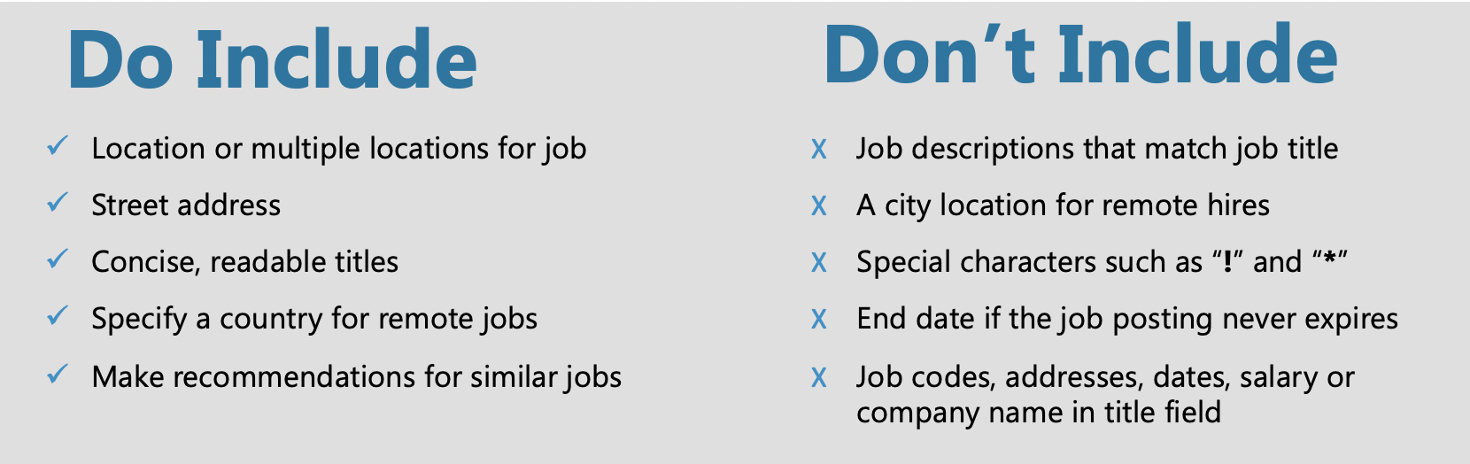 When it comes to optimizing your jobs for Google's recruitment technology, follow these do's and don'ts.