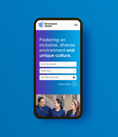 Encompass Health Career site displayed on a mobile screen