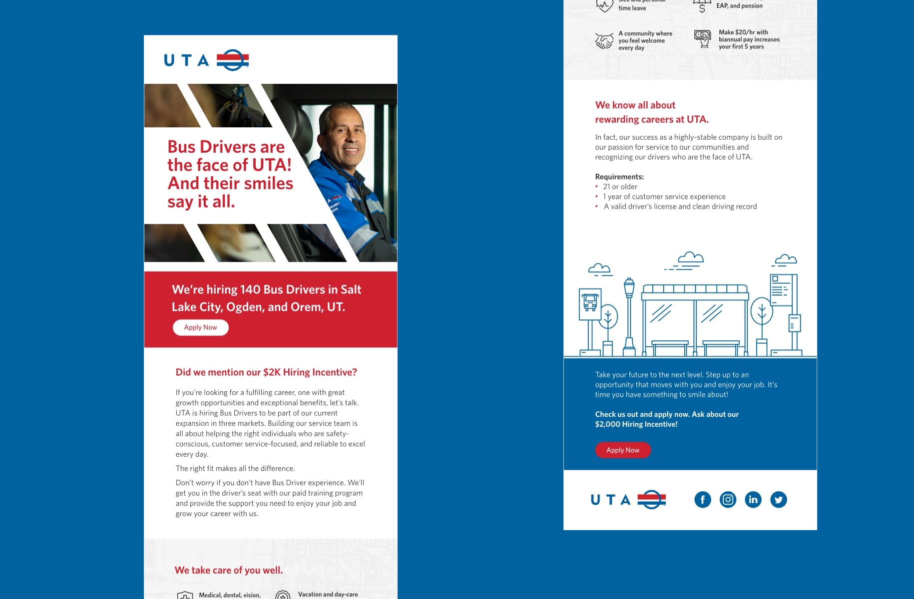 e-blasts created by Appcast Brand and Creative tam for Utah Transit Authority