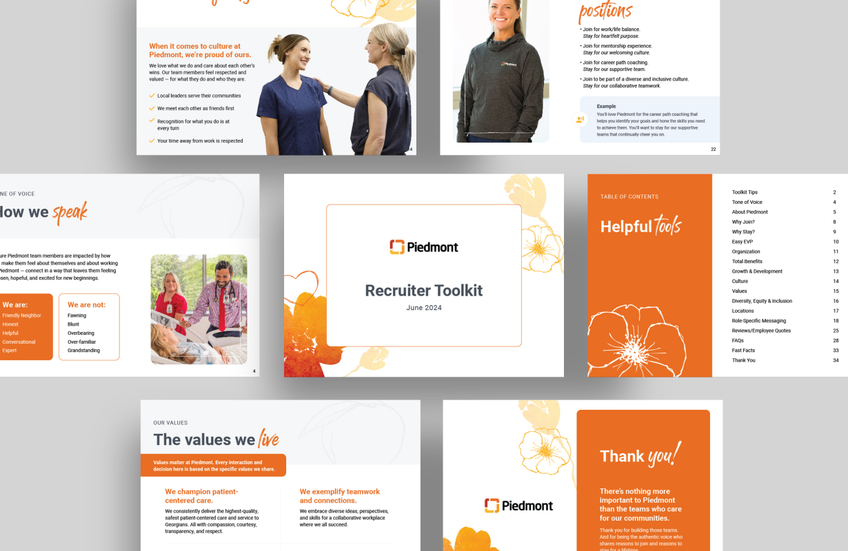 Piedmont Health Recruiter Toolkit created by the Appcast Brand & Creative team